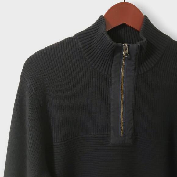 Toad&co Mens Emmett 1/4 Zip Pullover Sweater Black Organic Cotton Sz Small - Picture 4 of 12